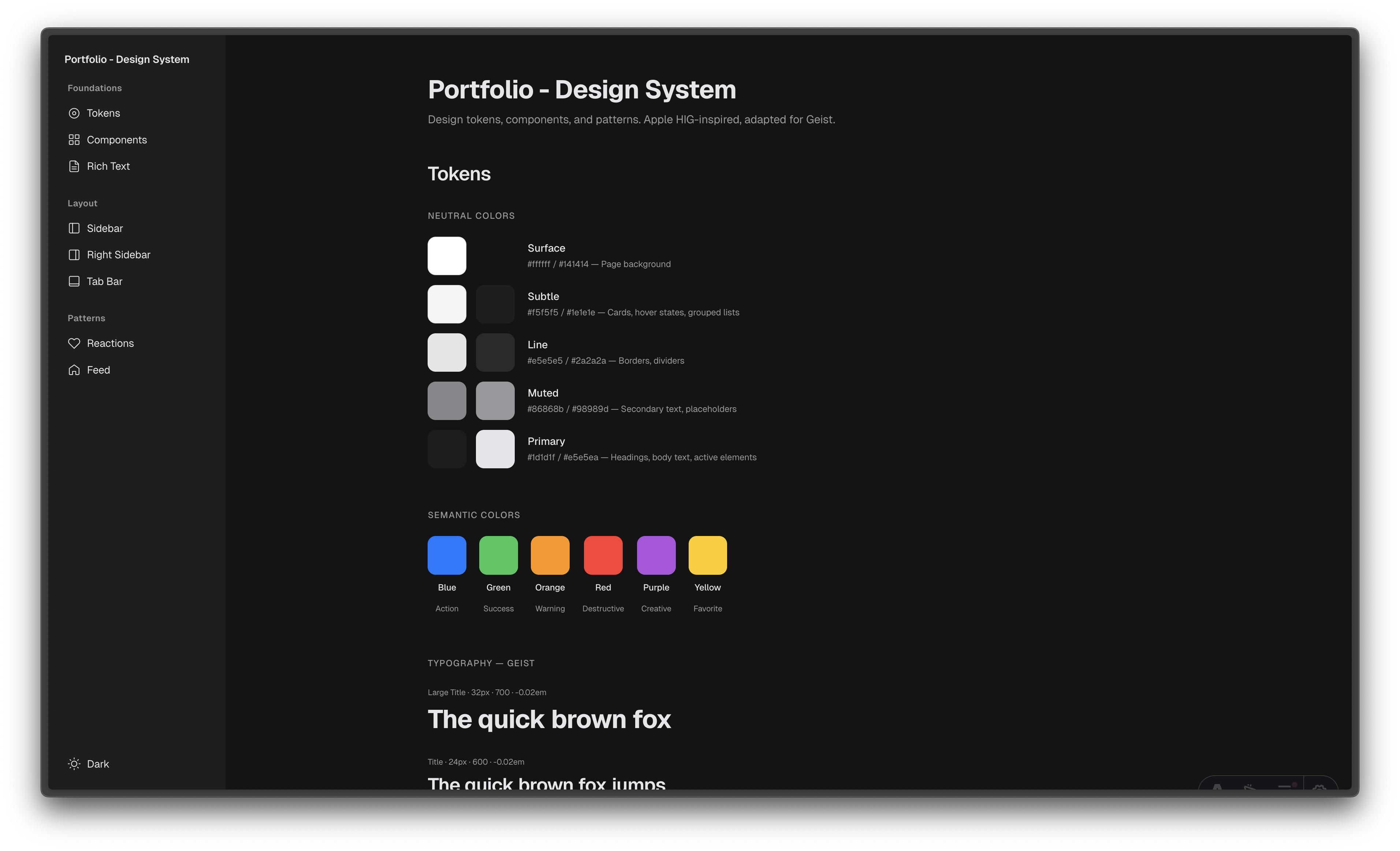 Design system — tokens